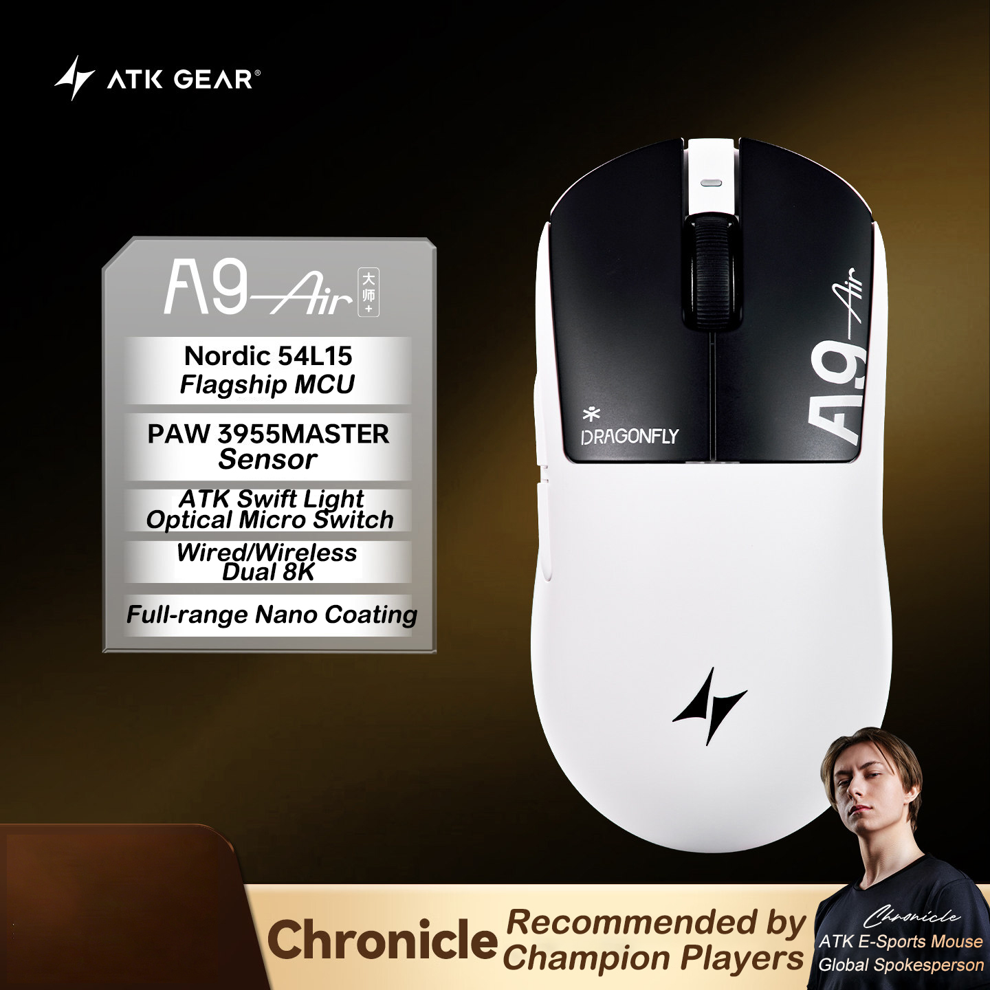 Mysz gamingowa ATK A9 Air Ulti – Ultimate Esports Gaming recenzja i cena
